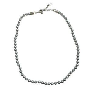 KISSAKA Blue gray faux pearl necklace Hand Knotted